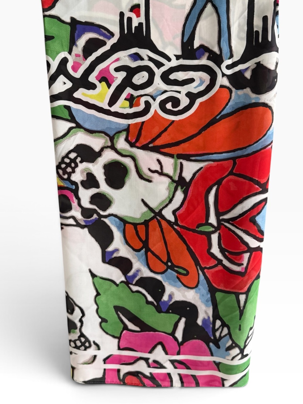 Ed Hardy Colorful Floral & Skull Print 43” x 43” Scarf - NWT